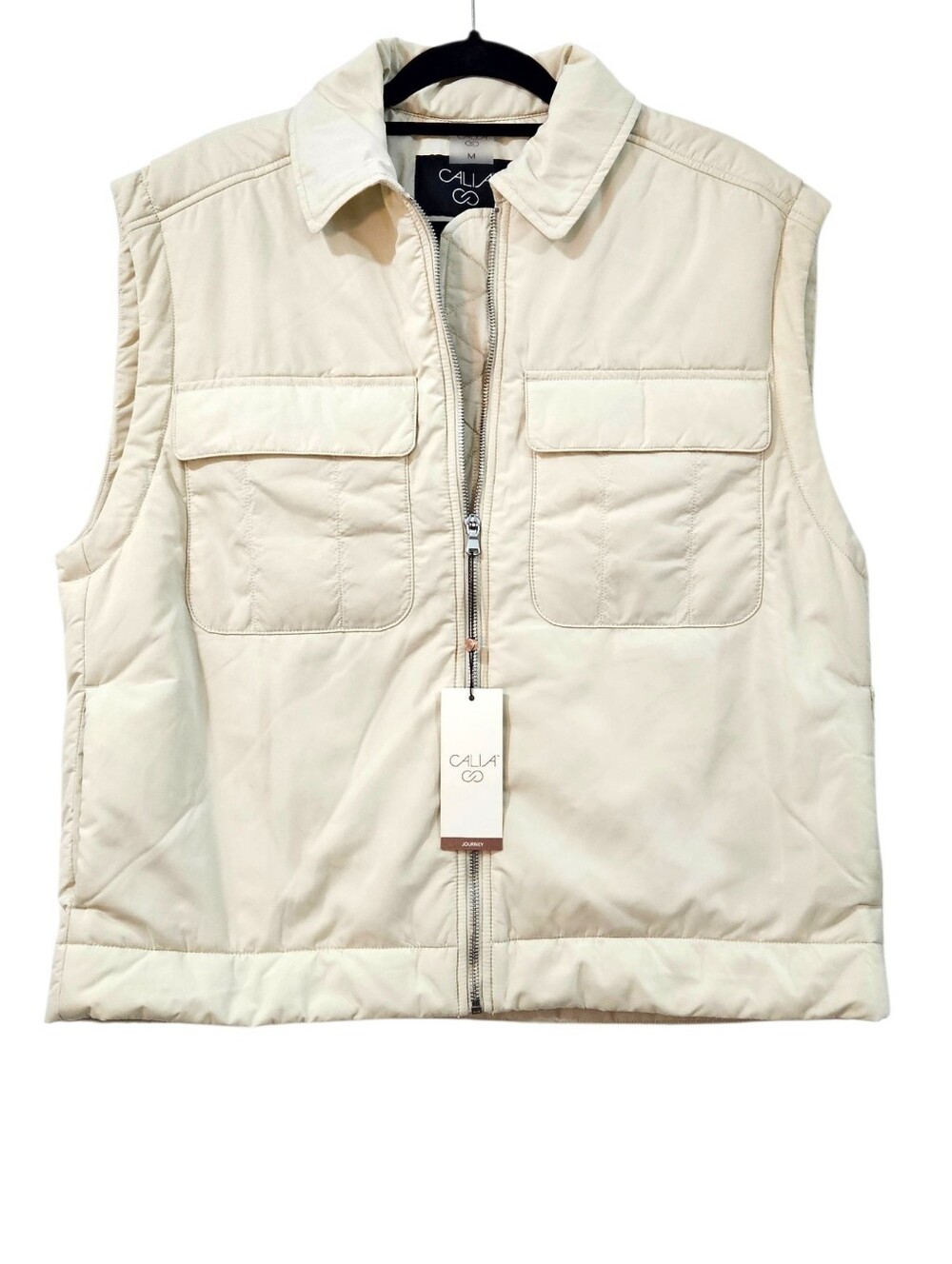 NWT Calia Fashion Zip Vest in Light Sand Size M